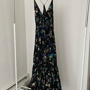 Free People Maxi Blue/Black Floral Dresss